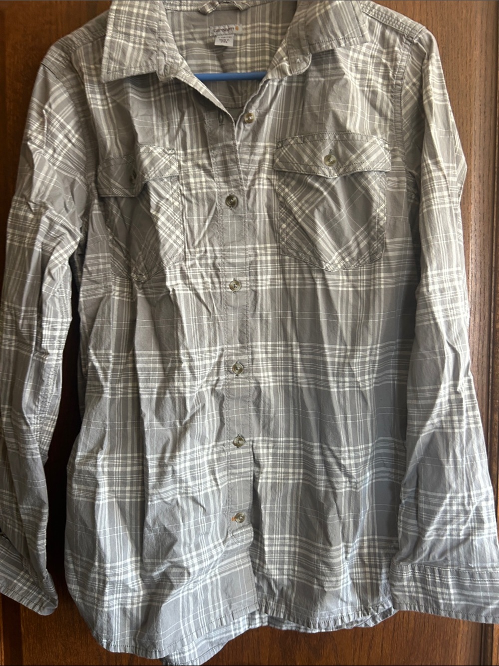 Carhartt Gray Plaid button down Shirt women